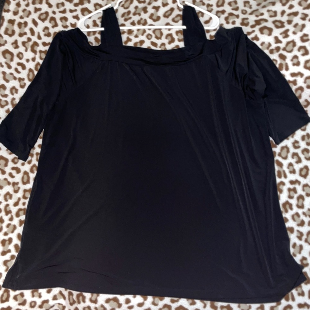 Woman Within Solid Black Blouse Size: 26/28